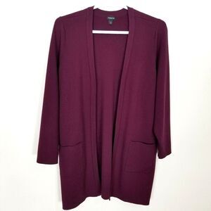 Torrid Women's Plus Open Front Longline Sweater Cardigan Sz 4X Burgundy Purple